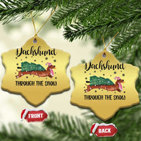 Funny Xmas Wiener Dog Christmas Ornament Dachshund Through The Snow Xmas Tree - Wonder Print Shop