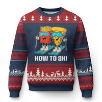 Funny Skiing Food Lover Ugly Christmas Sweater How To Ski Pizza French Fries Skier - Wonder Print Shop