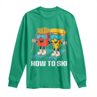 Funny Skiing Food Lover Long Sleeve Shirt How To Ski Pizza French Fries Skier - Wonder Print Shop