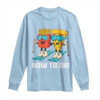 Funny Skiing Food Lover Long Sleeve Shirt How To Ski Pizza French Fries Skier - Wonder Print Shop
