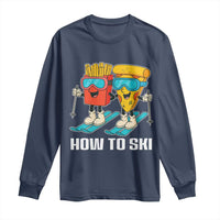 Funny Skiing Food Lover Long Sleeve Shirt How To Ski Pizza French Fries Skier - Wonder Print Shop