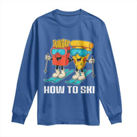 Funny Skiing Food Lover Long Sleeve Shirt How To Ski Pizza French Fries Skier - Wonder Print Shop
