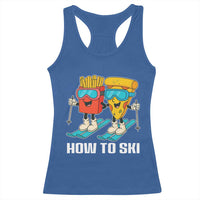 Funny Skiing Food Lover Racerback Tank Top How To Ski Pizza French Fries Skier - Wonder Print Shop