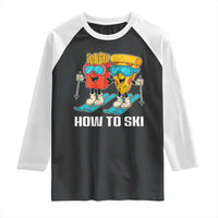 Funny Skiing Food Lover Raglan Shirt How To Ski Pizza French Fries Skier - Wonder Print Shop