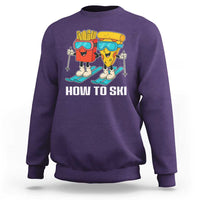 Funny Skiing Food Lover Sweatshirt How To Ski Pizza French Fries Skier - Wonder Print Shop