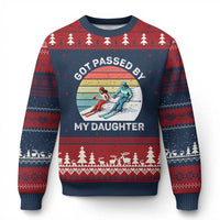 Funny Skiing Dad Ugly Christmas Sweater Got Passed By My Daughter Retro Vintage - Wonder Print Shop