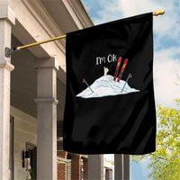 Funny Skiing Snowboarding Garden Flag I Am Okay Ski Crash Winter Sport - Wonder Print Shop