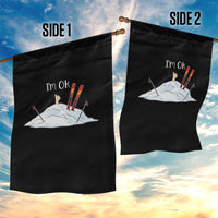 Funny Skiing Snowboarding Garden Flag I Am Okay Ski Crash Winter Sport - Wonder Print Shop