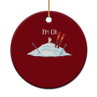 Funny Skiing Snowboarding Ceramic Ornament I Am Okay Ski Crash Winter Sport - Wonder Print Shop