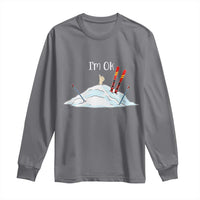 Funny Skiing Snowboarding Long Sleeve Shirt I Am Okay Ski Crash Winter Sport - Wonder Print Shop