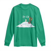 Funny Skiing Snowboarding Long Sleeve Shirt I Am Okay Ski Crash Winter Sport - Wonder Print Shop