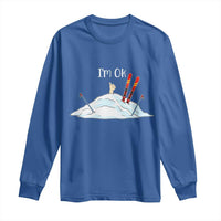 Funny Skiing Snowboarding Long Sleeve Shirt I Am Okay Ski Crash Winter Sport - Wonder Print Shop