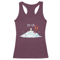 Funny Skiing Snowboarding Racerback Tank Top I Am Okay Ski Crash Winter Sport - Wonder Print Shop