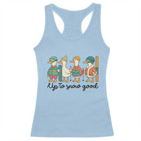 Funny Ski Snowboard Goose Racerback Tank Top Up To Snow Good Winter Sport - Wonder Print Shop