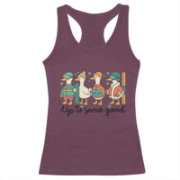 Funny Ski Snowboard Goose Racerback Tank Top Up To Snow Good Winter Sport - Wonder Print Shop