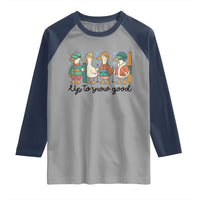 Funny Ski Snowboard Goose Raglan Shirt Up To Snow Good Winter Sport - Wonder Print Shop