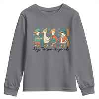 Funny Ski Snowboard Goose Youth Sweatshirt Up To Snow Good Winter Sport - Wonder Print Shop