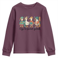 Funny Ski Snowboard Goose Youth Sweatshirt Up To Snow Good Winter Sport - Wonder Print Shop