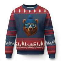 Grizzly Bear Snowboard Goggles Skiing Snow Winter Sport Ugly Christmas Sweater - Wonder Print Shop