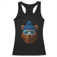 Grizzly Bear Snowboard Goggles Skiing Snow Winter Sport Racerback Tank Top - Wonder Print Shop