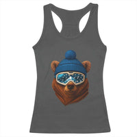 Grizzly Bear Snowboard Goggles Skiing Snow Winter Sport Racerback Tank Top - Wonder Print Shop