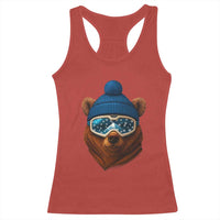 Grizzly Bear Snowboard Goggles Skiing Snow Winter Sport Racerback Tank Top - Wonder Print Shop