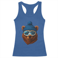 Grizzly Bear Snowboard Goggles Skiing Snow Winter Sport Racerback Tank Top - Wonder Print Shop