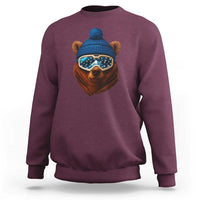 Grizzly Bear Snowboard Goggles Skiing Snow Winter Sport Sweatshirt - Wonder Print Shop