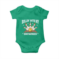 Funny Christmas Bowling Baby Onesie Rollin With My Snowmies Bowling Pins - Wonder Print Shop