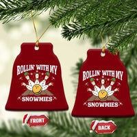Funny Christmas Bowling Ceramic Ornament Rollin With My Snowmies Bowling Pins - Wonder Print Shop
