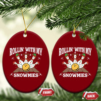 Funny Christmas Bowling Ceramic Ornament Rollin With My Snowmies Bowling Pins - Wonder Print Shop