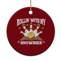 Funny Christmas Bowling Ceramic Ornament Rollin With My Snowmies Bowling Pins - Wonder Print Shop