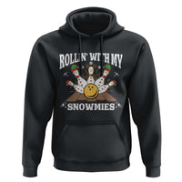 Funny Christmas Bowling Hoodie Rollin With My Snowmies Bowling Pins - Wonder Print Shop