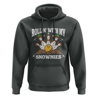 Funny Christmas Bowling Hoodie Rollin With My Snowmies Bowling Pins - Wonder Print Shop