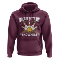 Funny Christmas Bowling Hoodie Rollin With My Snowmies Bowling Pins - Wonder Print Shop