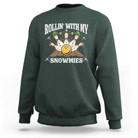 Funny Christmas Bowling Sweatshirt Rollin With My Snowmies Bowling Pins - Wonder Print Shop