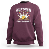 Funny Christmas Bowling Sweatshirt Rollin With My Snowmies Bowling Pins - Wonder Print Shop