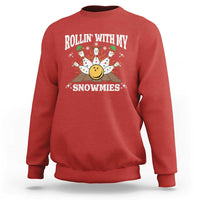 Funny Christmas Bowling Sweatshirt Rollin With My Snowmies Bowling Pins - Wonder Print Shop