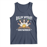 Funny Christmas Bowling Tank Top Rollin With My Snowmies Bowling Pins - Wonder Print Shop
