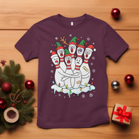 Funny Scared Cartoon Christmas Bowling Pins T Shirt - Wonder Print Shop