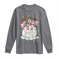 Funny Scared Cartoon Christmas Bowling Pins Long Sleeve Shirt - Wonder Print Shop