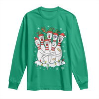 Funny Scared Cartoon Christmas Bowling Pins Long Sleeve Shirt - Wonder Print Shop