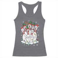 Funny Scared Cartoon Christmas Bowling Pins Racerback Tank Top - Wonder Print Shop