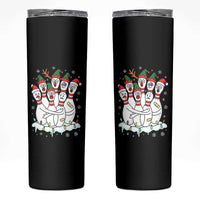 Funny Scared Cartoon Christmas Bowling Pins Skinny Tumbler - Wonder Print Shop