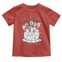 Funny Scared Cartoon Christmas Bowling Pins Toddler T Shirt - Wonder Print Shop