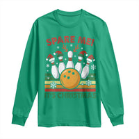 Funny Christmas Bowling Long Sleeve Shirt Spare Me Its Xmas Festive Holiday - Wonder Print Shop
