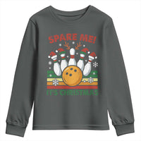 Funny Christmas Bowling Youth Sweatshirt Spare Me Its Xmas Festive Holiday - Wonder Print Shop