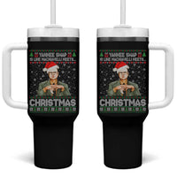 Funny Christmas Office Movie Tumbler With Handle Yankee Swap Is Like Machiavelli Meets Christmas - Wonder Print Shop
