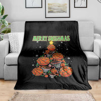 Christmas Basketball Merry Swishmas Throw Blanket Basketball Xmas Tree - Wonder Print Shop