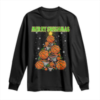 Christmas Basketball Merry Swishmas Long Sleeve Shirt Basketball Xmas Tree - Wonder Print Shop